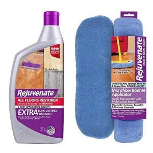 imageRejuvenate All Floors Restorer and Polish Fills in Scratches Protects ampamp Restores Shine No Sanding Required 32 oz wMicrofiber Bonnet Applicator  Washable and Reusable Microfiber Mop Bonnets 1pk