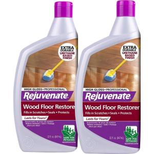 imageRejuvenate Professional Wood Floor Restorer and Polish with Durable Finish NonToxic Easy Mop On Application High Gloss Finish 32oz32 Fl Oz Pack of 2