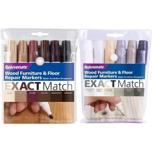 imageRejuvenate Exact Match Wood Furniture and Wood Floor Repair Markers Maple Oak Cherry Walnut Mahogany and Espresso and White Gray Colors