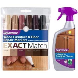 imageRejuvenate New Improved Colors Wood Markers 6 Colors Maple Oak Cherry Walnut Mahogany and Espresso ampamp Cabinet and Furniture pH Neutral Streak and Residue Free Cleaner Cleans Restores ProtectsMarkers  Cleaner
