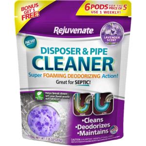 imageRejuvenate Garbage Disposal and Drain Pipe Cleaner Powerful Foaming Action and Removes Garbage Disposal Smells 6 Unit Pack Lavender ScentLavender Scent